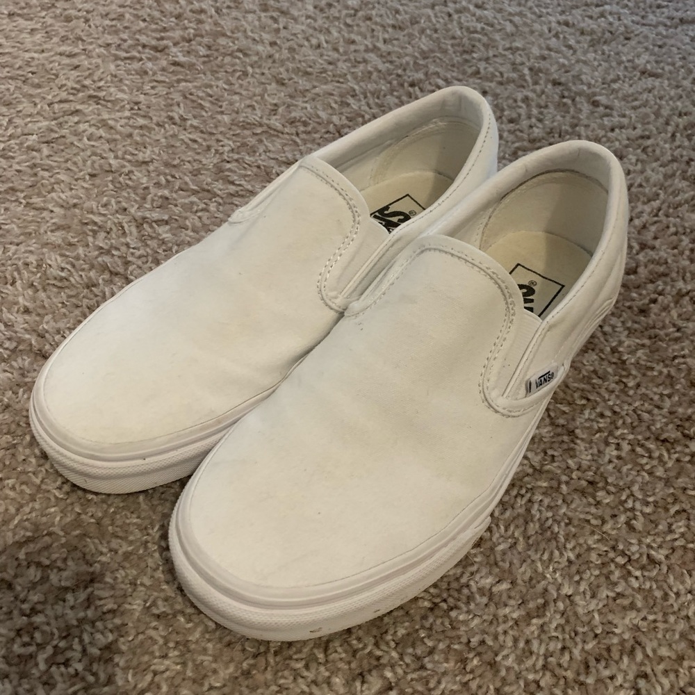 White Slip On Vans